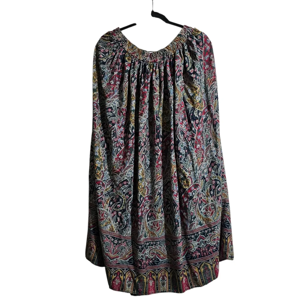 Cactus Flower Rare Vintage Midi Skirt Flowy Elastic  Waist 90s Made In USA M - Picture 2 of 11